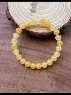 Citrine Bead Stretch Bracelet - Golden Yellow